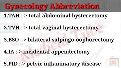 Obstetrics And Gynecology Abbreviation: Short Forms Guide .